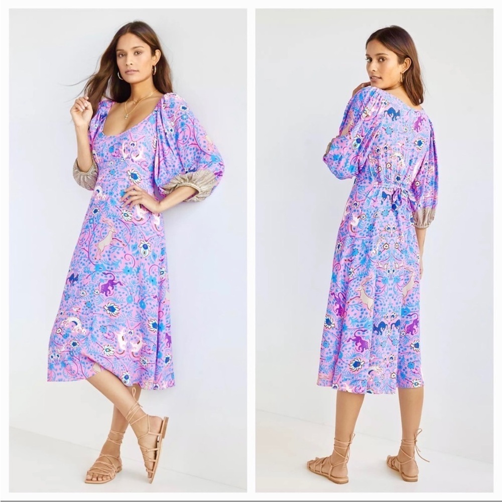 Anthropologie Plenty by Tracy Reese Puff DRESS vibrant print